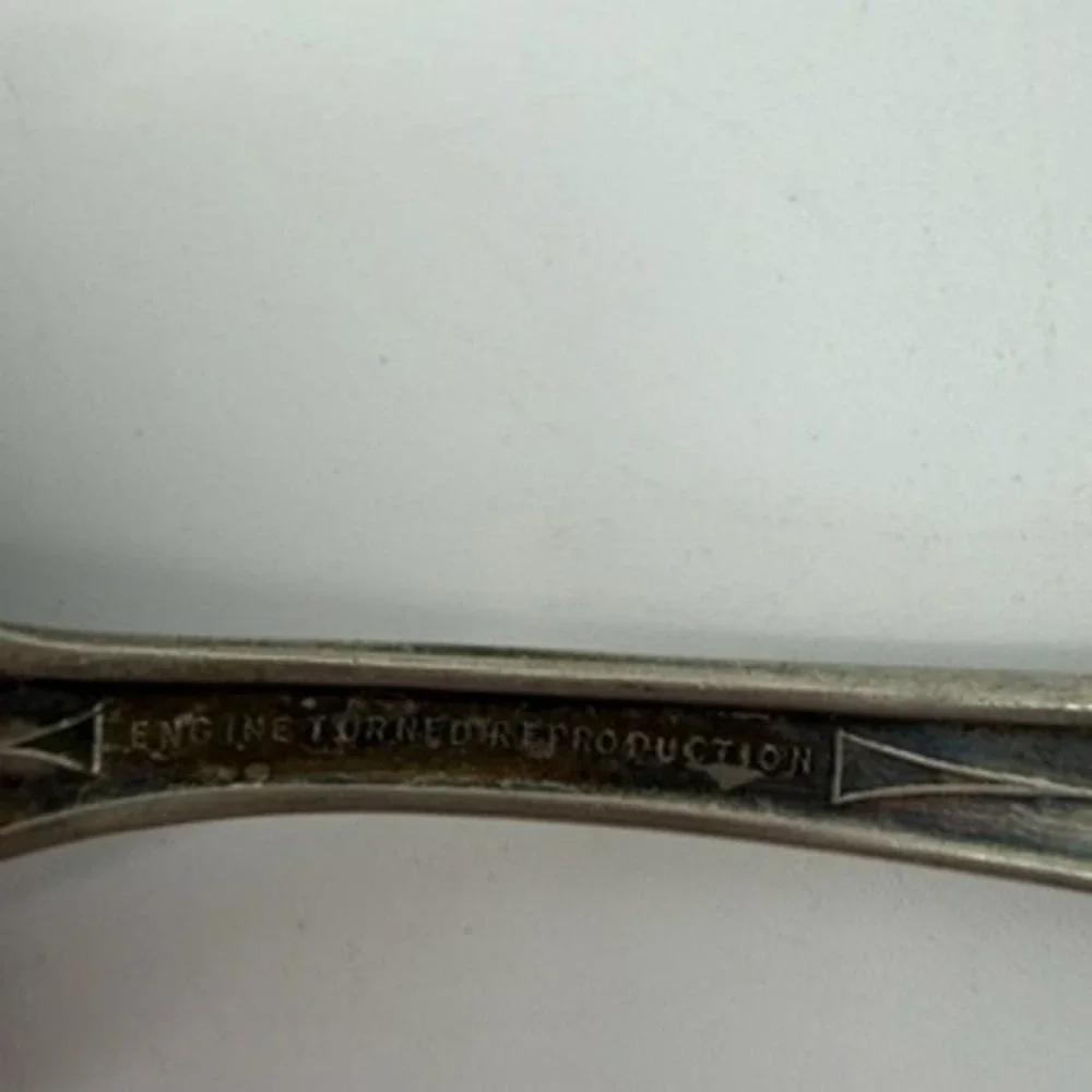 Engine Turned Reproduction Teaspoon Silver Art Deco Geometric Vintage Style 6